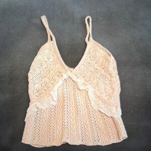 Lace Knit Tank Top in Light Pink